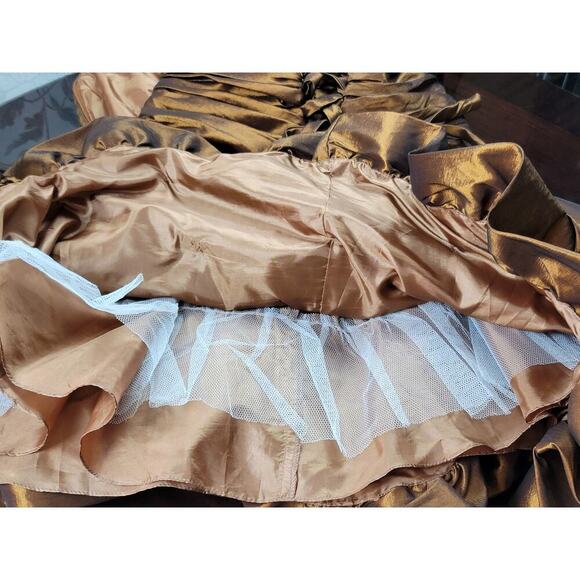 Aspeed Spaghetti Strap Cocktail Dress with Sequin Bead Embellishments Brown XL - Picture 7 of 16